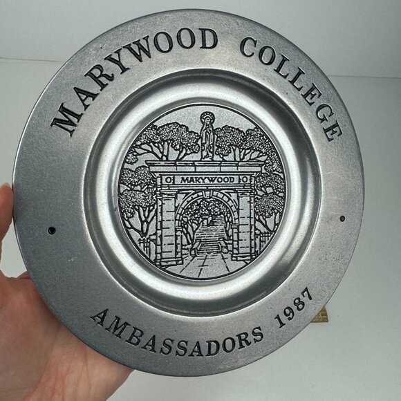 Vtg 87 Pewter Marywood College University Souvenir Collectible Plate Ambassadors - Picture 1 of 15